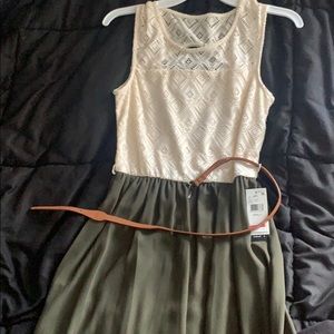 White and green short dress